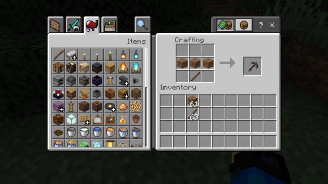 Рецепт крафта незеритовой кирки через земляные блоки