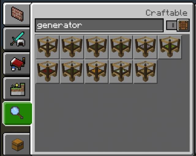 Виды генераторов в творческом режиме