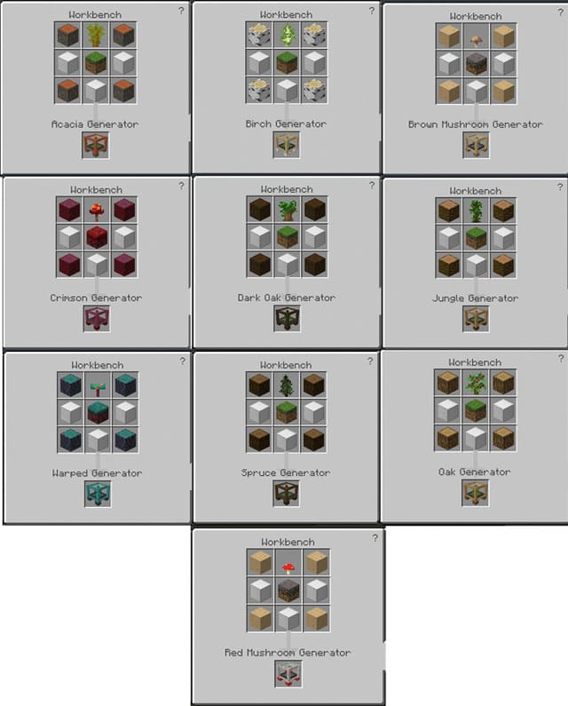 Крафт генераторов деревьев