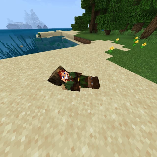 Игрок лежит на земле