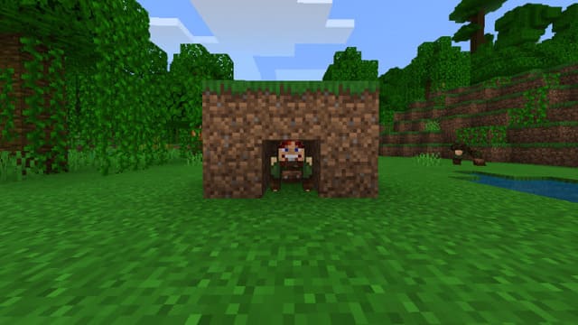 Игрок крадется под одним блоком