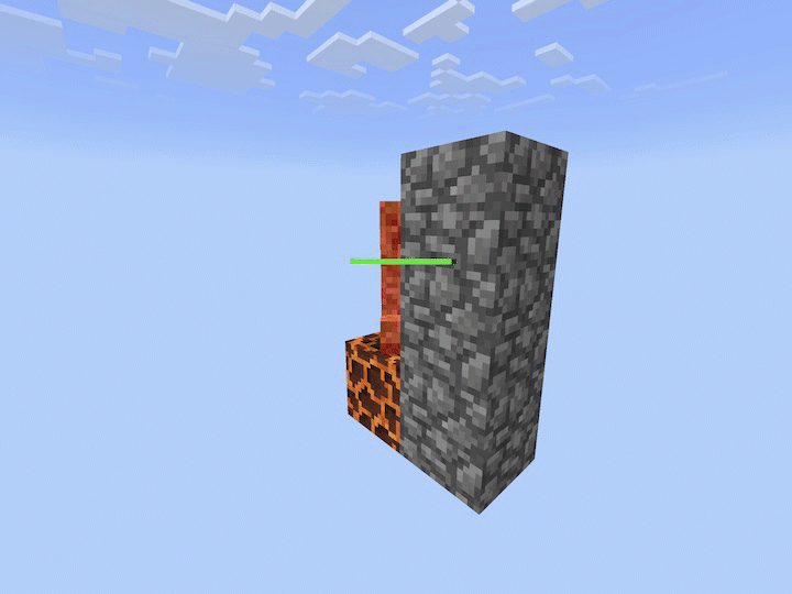 Уменьшение здоровья крипера от блока магмы