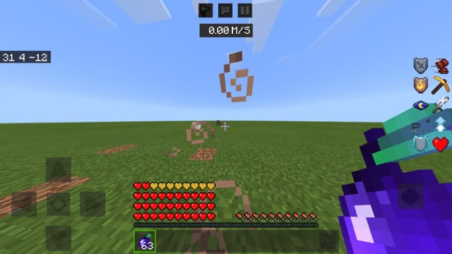 Игрок после поедания зачарованного обсидианового яблока