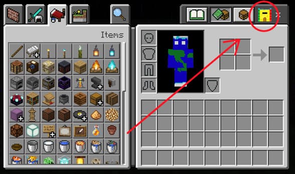 Переход в меню крафта