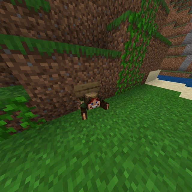 Игрок в дыре с половину блока