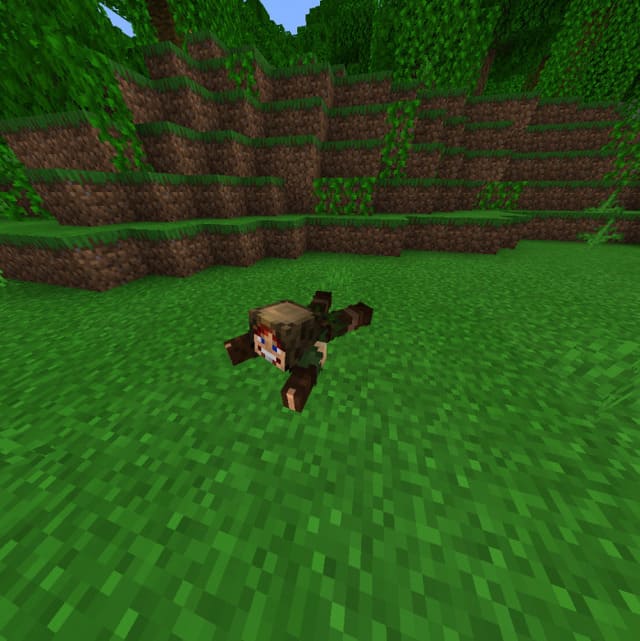 Игрок ползет по земле