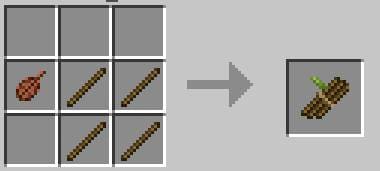 Добавление палок для поджога с листьями