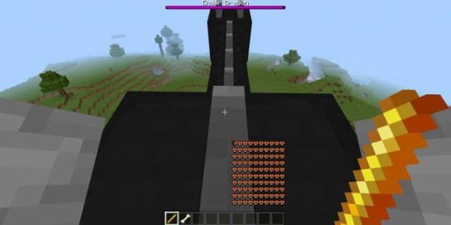 Игрок летает на драконе Края