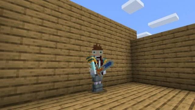 Лавово-водяной меч в руке игрока