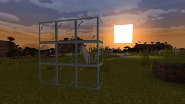 Закат и постройка из стекла