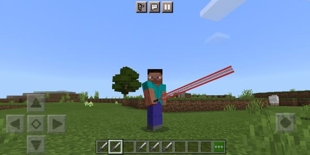 Красный световой меч в руке