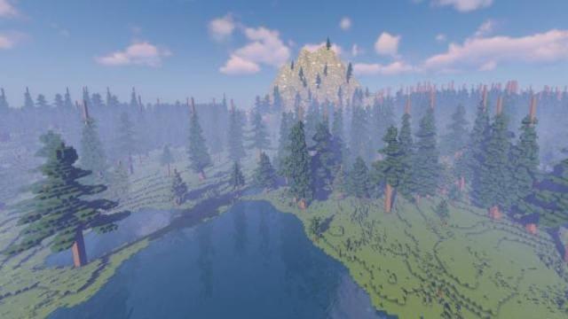 Озеро, гора и лес