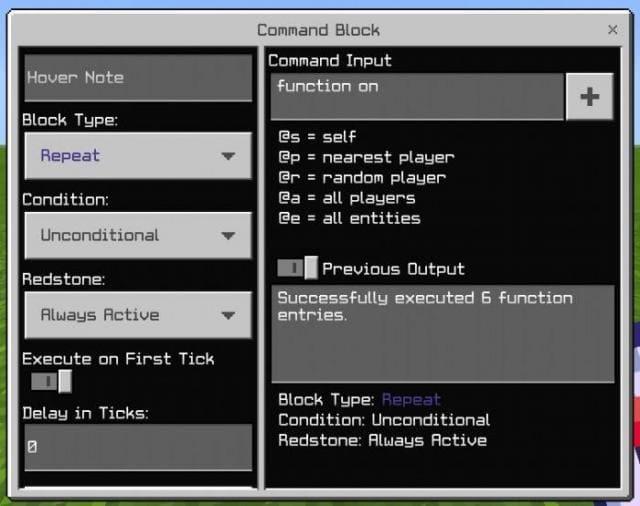 Настройка командного блока