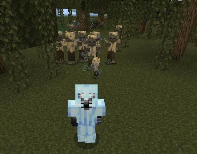 Кадавры позади игрока в ледяной броне