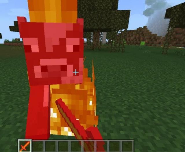 Поджог моба пламенным мечом