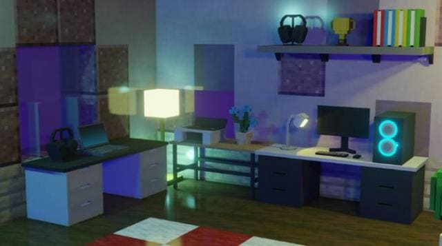 Темно-синий стиль комнаты игрока