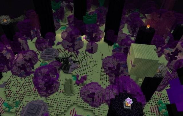 Фиолетовая листва деревьев