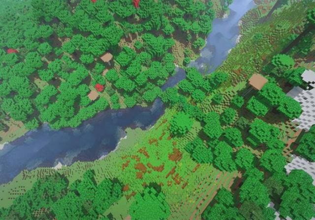 Ярко-зеленый лес