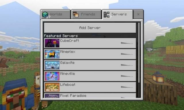 Меню с разными серверами