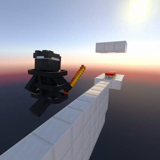 Игрок идет по узким блокам к кровати