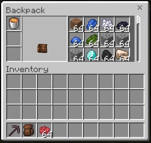 Инвентарь рюкзака