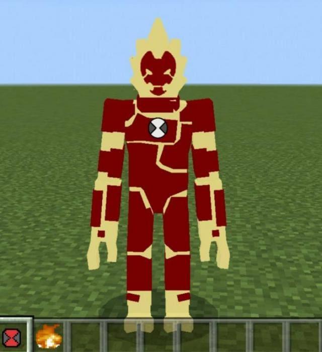 Игрок в облике огненного человека