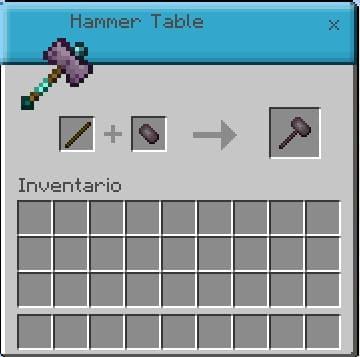 Интерфейс стола для крафта молотов