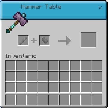 Меню стола для крафта молотов