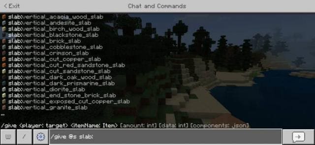 Получение полублоков при помощи команд в чате