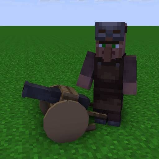 Деревенский житель с пушкой