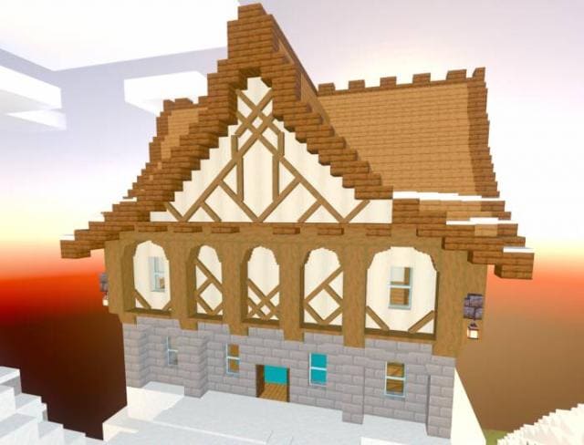 Деревянный домик в снегу