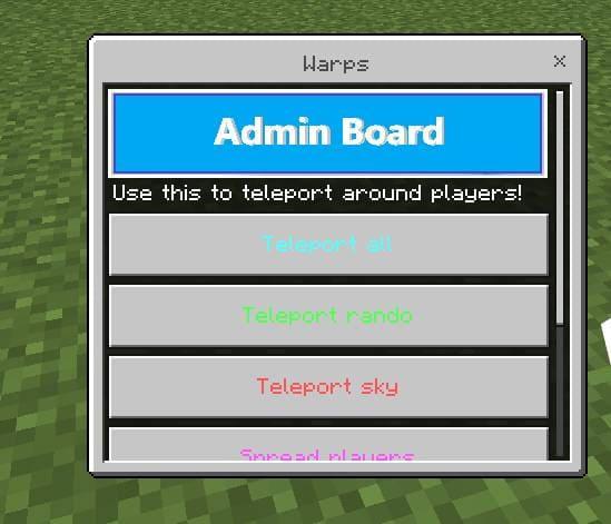 Меню телепортации