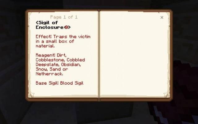 Описание заклинания в книге