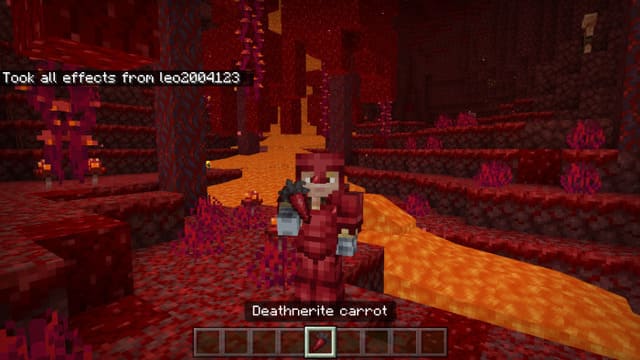 Игрок с морковью из смертельного незерита