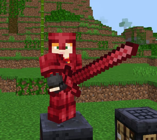 Игрок с мечом из смертельного незерита