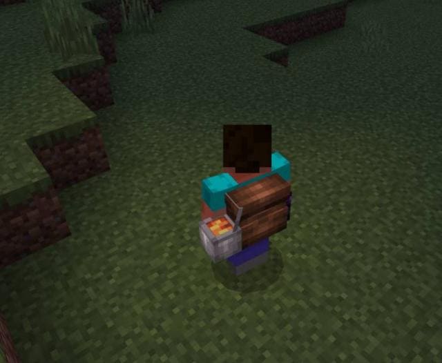 Ведро с лавой на игроке