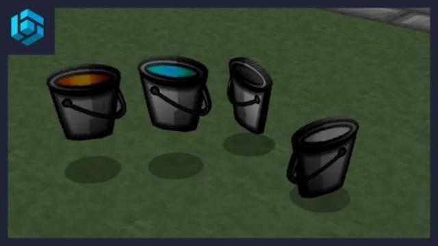 Ведра с водой и лавой