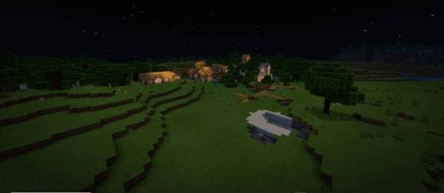 Освещение деревни в ночное время при применении шейдеров