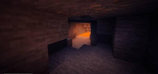 Свет от лавового озера в пещере