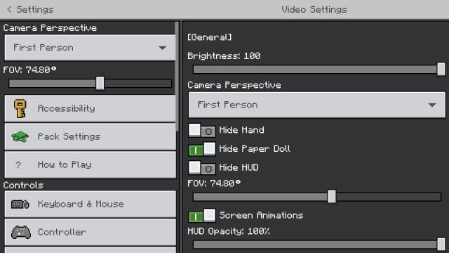 Меню создания мира