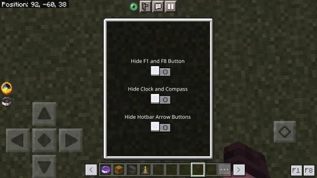 Переключатели для скрытия кнопок