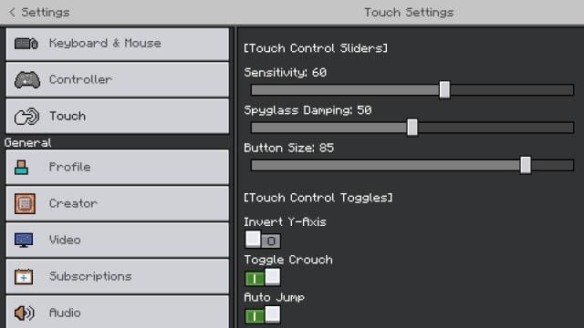 Вкладки в настройках