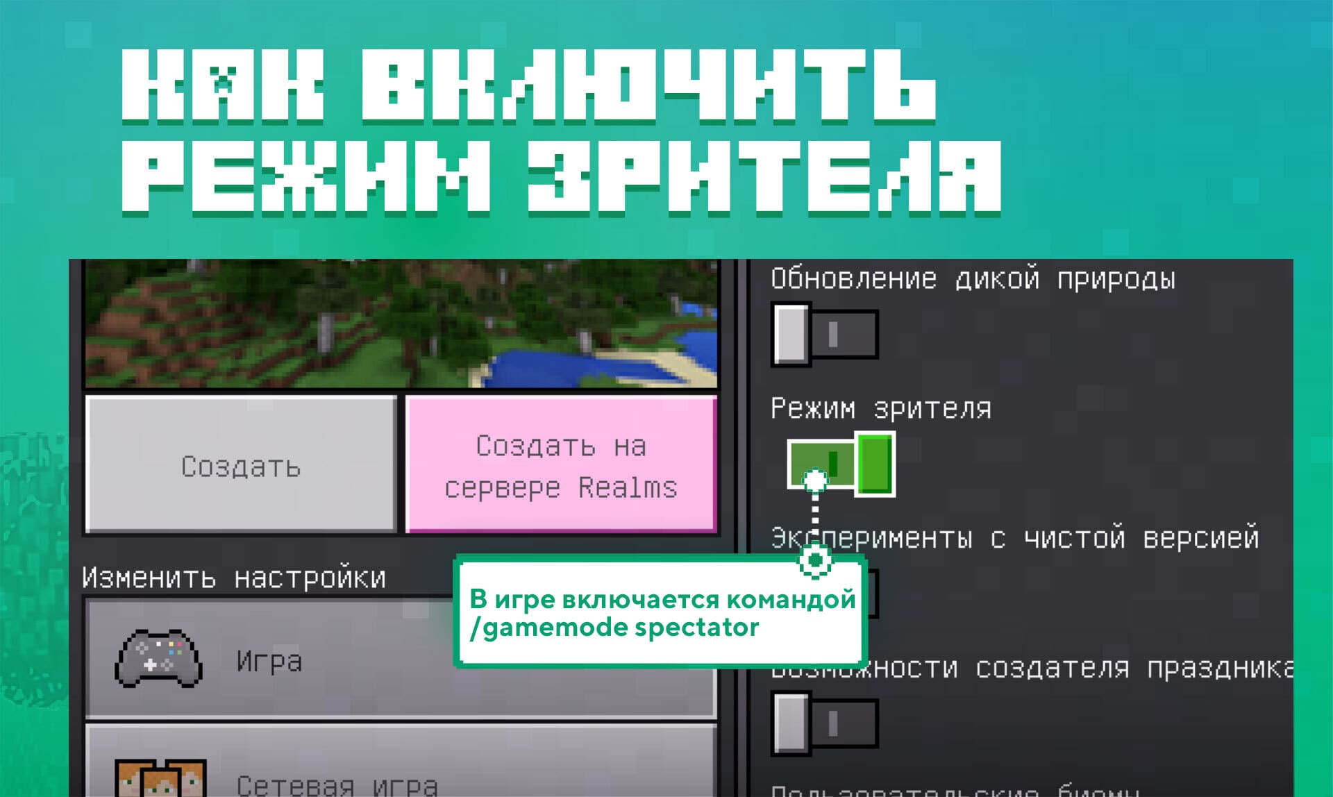 Инструкция по включению режима зрителя