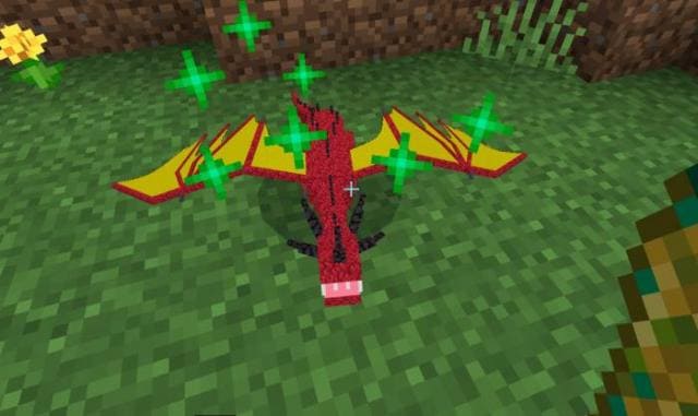 Маленький дракон с зелеными частицами