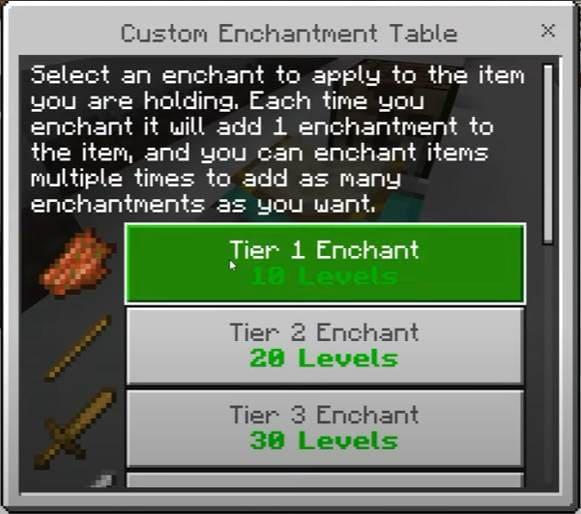 Новое меню зачаровывания