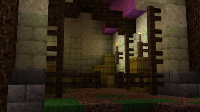 Небольшая структура с факелами внутри