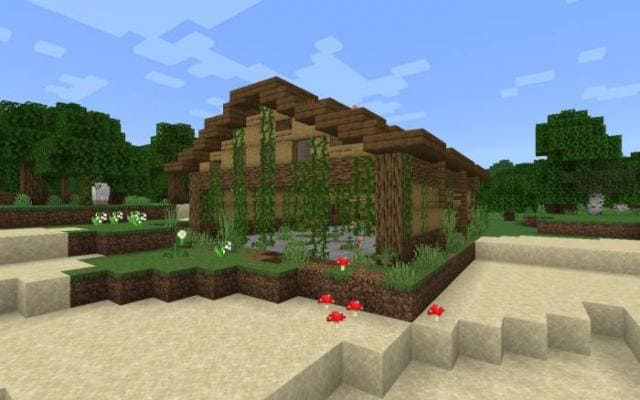 Деревянный домик с лозой