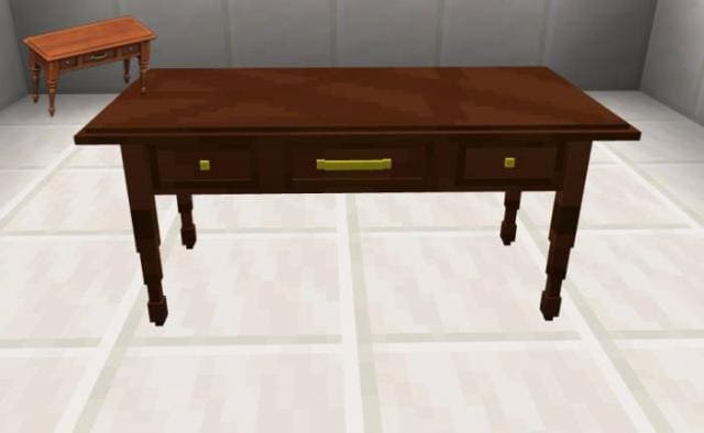 Коричневый стол с полкой