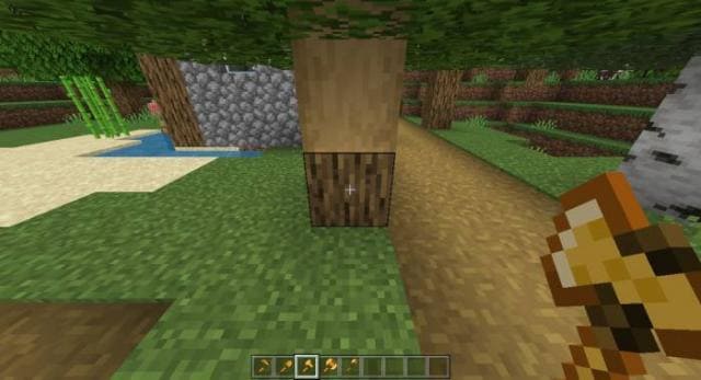 Топор в руке игрока