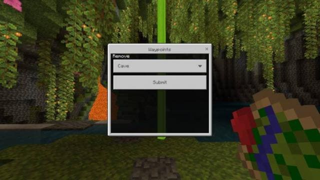 Меню выбора точки для удаления